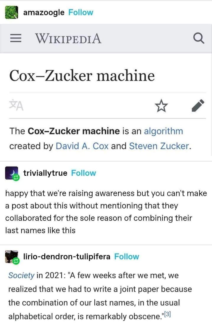 Lol, turns out the Cox-Zucker machine is named after their last names which sound like a dirty joke when combined.