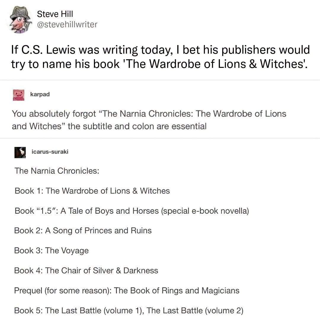 When publishers try to make C.S. Lewis's book titles sound way more dramatic and generic for modern audiences