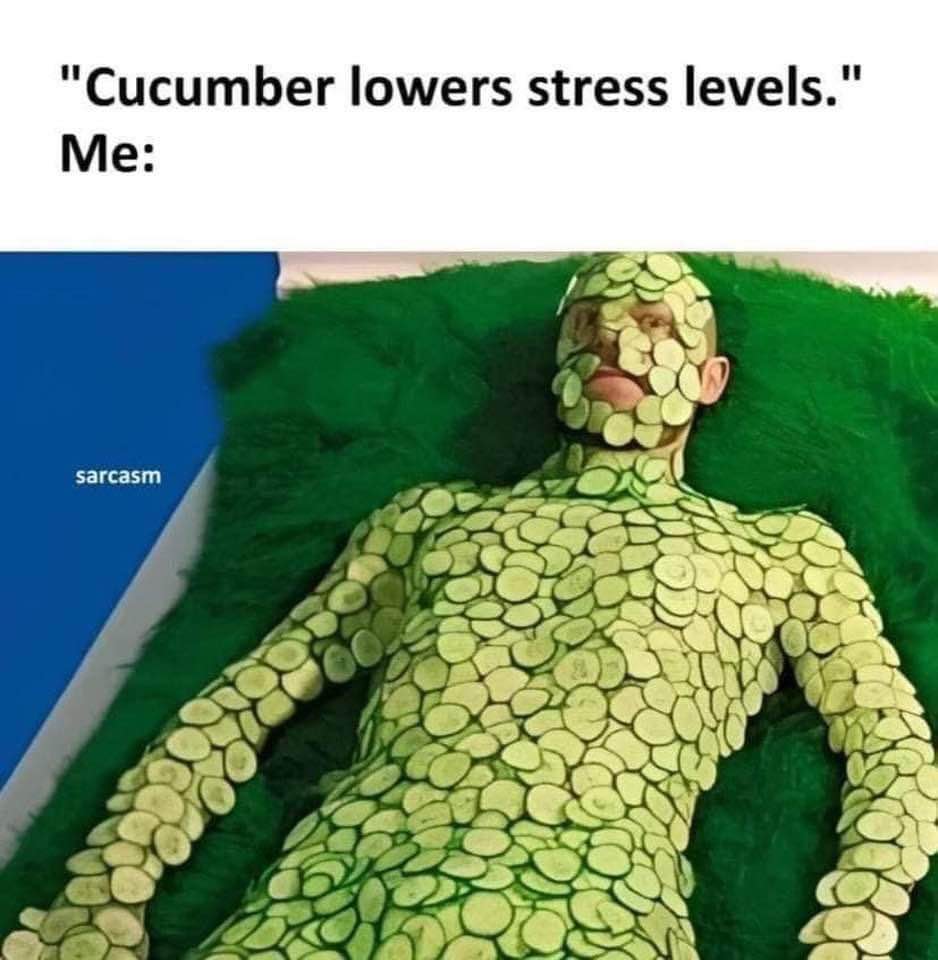 When they say 'cucumber lowers stress levels' and you take it VERY literally