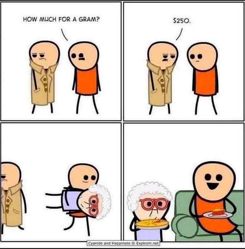 When you ask how much for a gram and it turns out to be your grandma's pie.