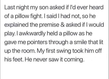 This dad absolutely went in on his son during their first ever pillow fight, didn't even see it coming lol