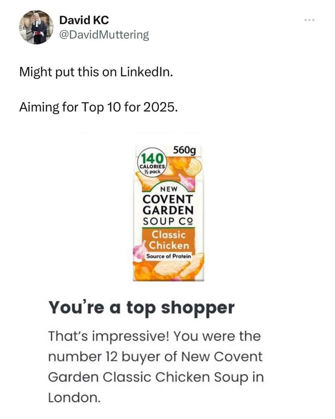 Someone's treating buying soup like it's a career.