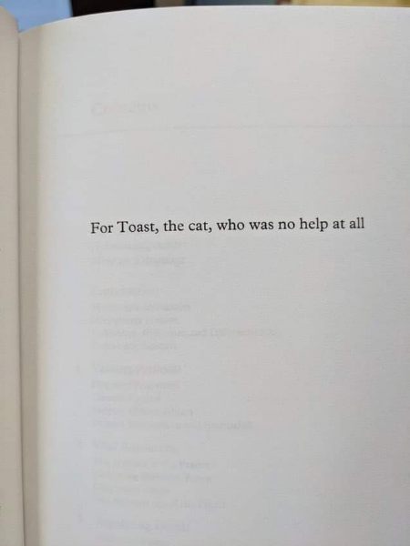 This is the most honest dedication page I've ever seen.
