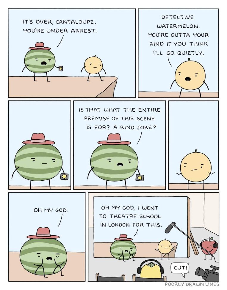 When you spent all that money on theatre school and end up in a fruit pun sketch