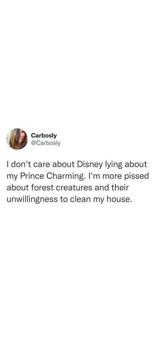 Honestly, why can't the woodland creatures just do my laundry and dishes like in the movies?