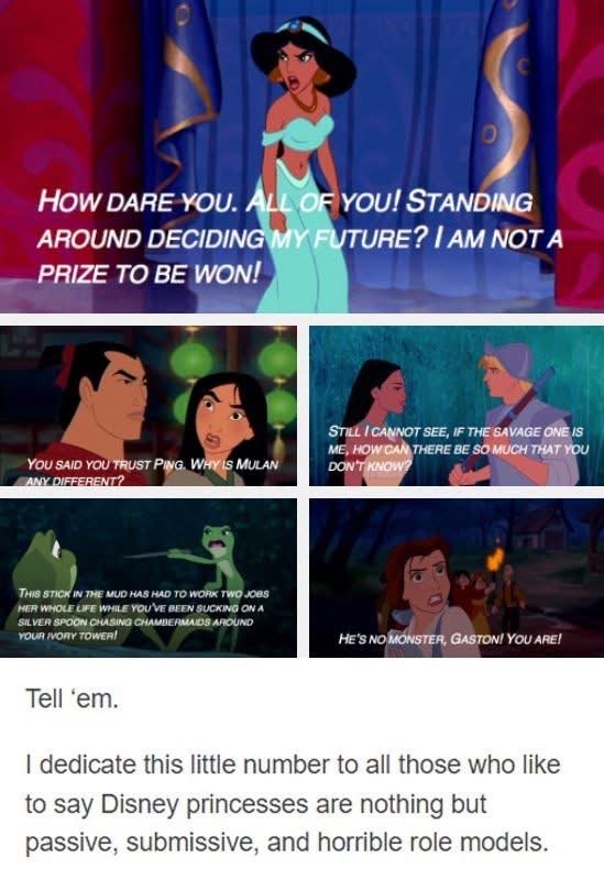 Someone made a collage of Disney princesses proving they're not passive at all, and I'm here for it.