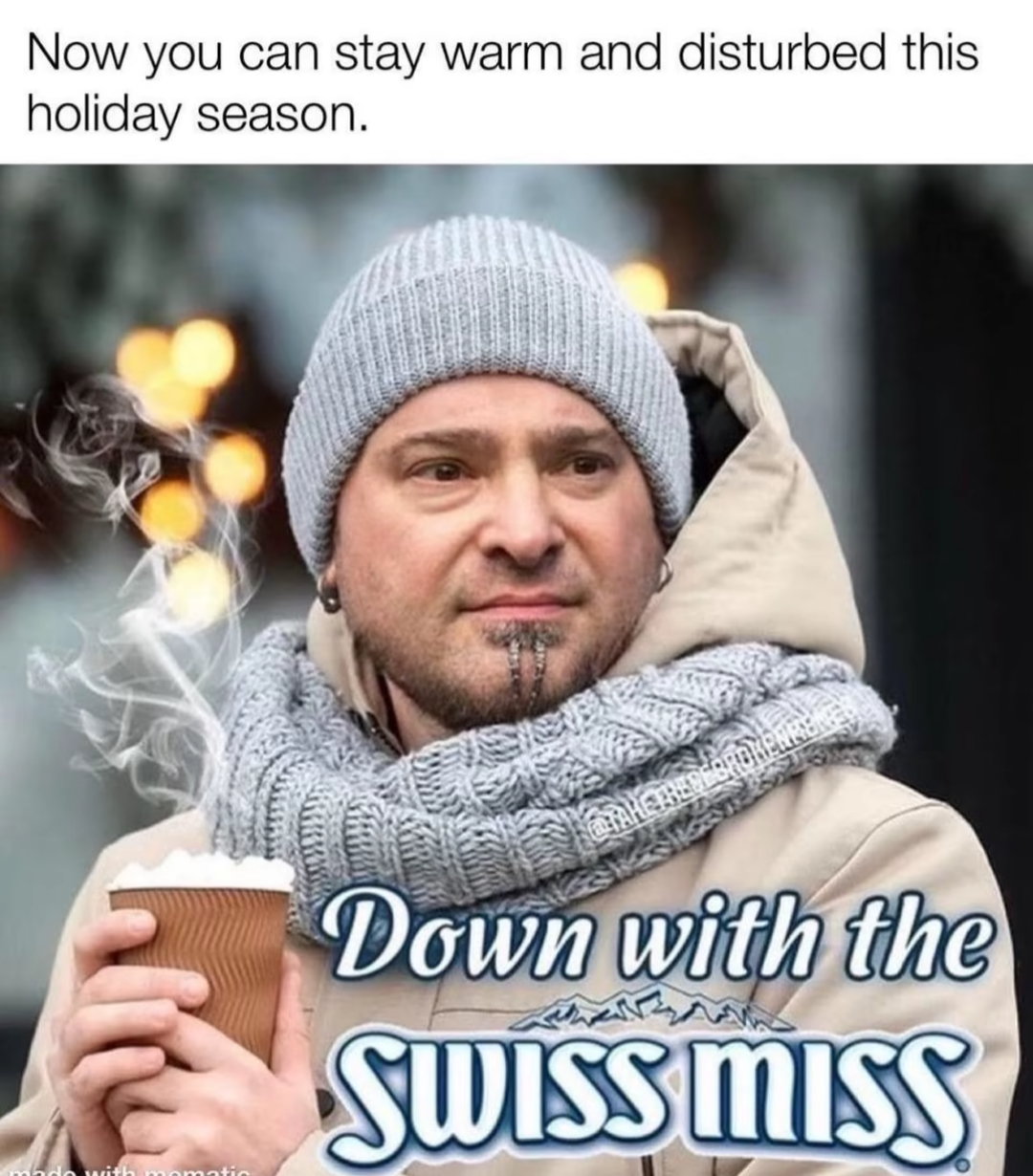 This is giving 'Down with the Sickness' vibes but make it cozy for the holidays