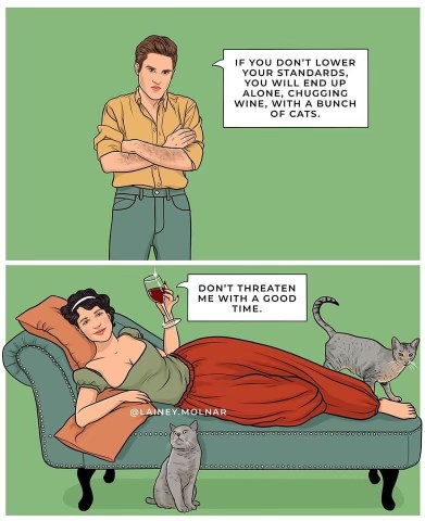 So apparently, chilling with wine and cats is considered a threat. I guess I win?