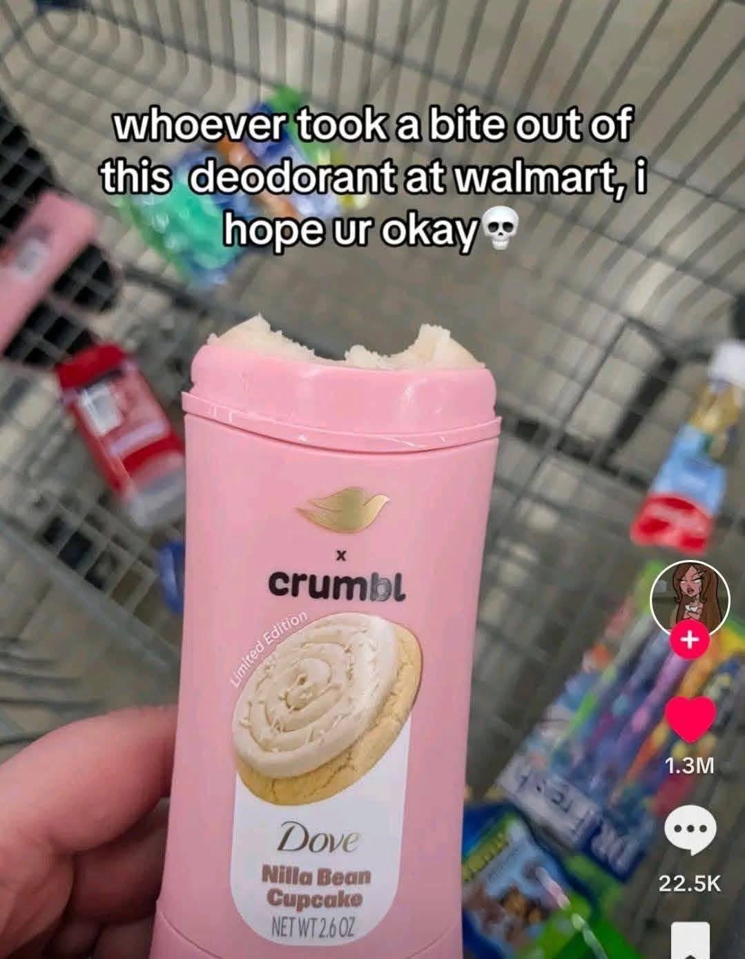 Someone took a bite out of this Nilla Bean Cupcake deodorant at Walmart. Hope they're okay...