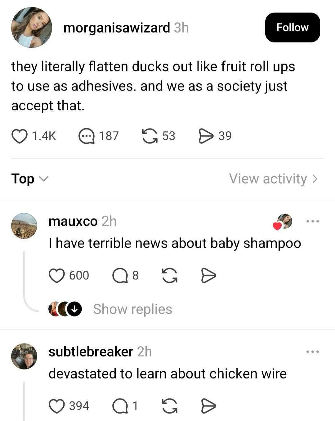 Wait, are they actually flattening ducks to use as adhesive? Society just accepts this??