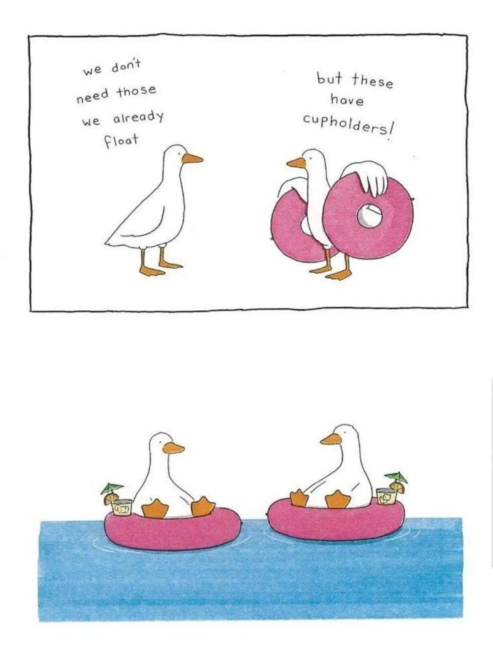 Ducks are smarter than me, they found floaties with cupholders