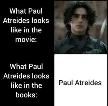 The vast difference between how Paul Atreides is portrayed in the Dune movie versus the books.