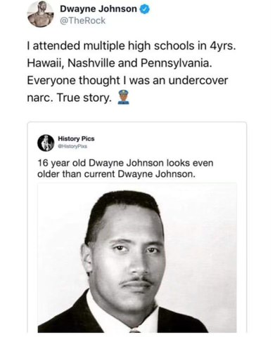 The Rock said people thought he was an undercover narc in high school and then this pic proves it lol
