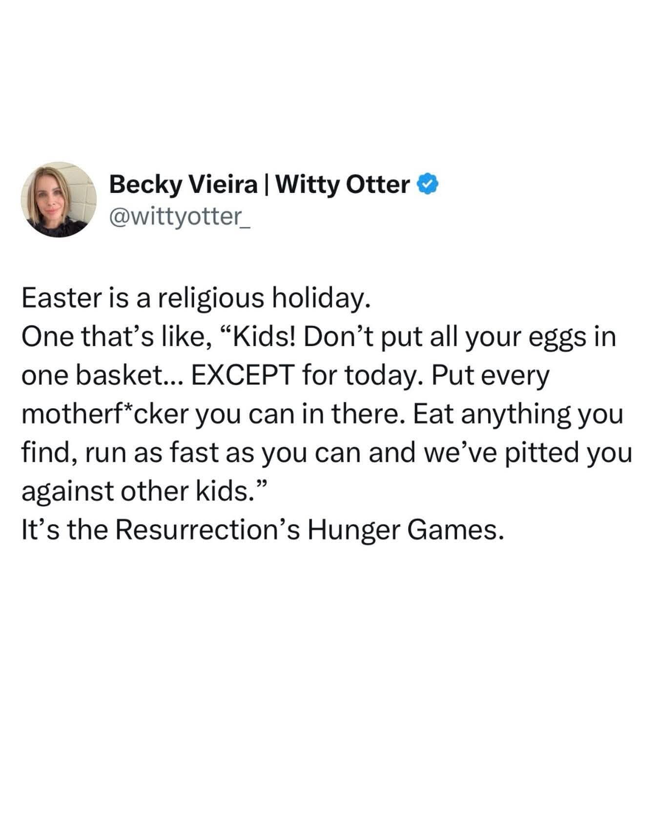 This Easter egg hunt description is basically the Hunger Games, lol