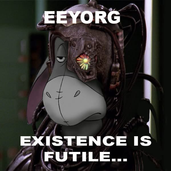 Eeyore's having a bit of a rough day, which is pretty on brand.