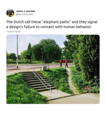 When the stairs are right there but humanity chooses the shortcut through the grass instead