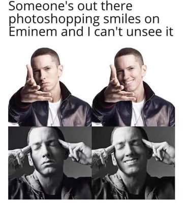 Why is Eminem smiling like that? I can't unsee it now.