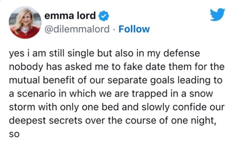 My defense for being single is that nobody has asked me to fake-date them into a Hallmark movie plotline