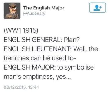 English Major is like "yeah but what does it MEAN" during a war planning sesh