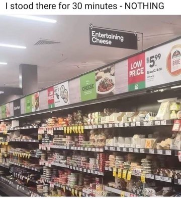 When you're looking for entertainment but it's just cheese.