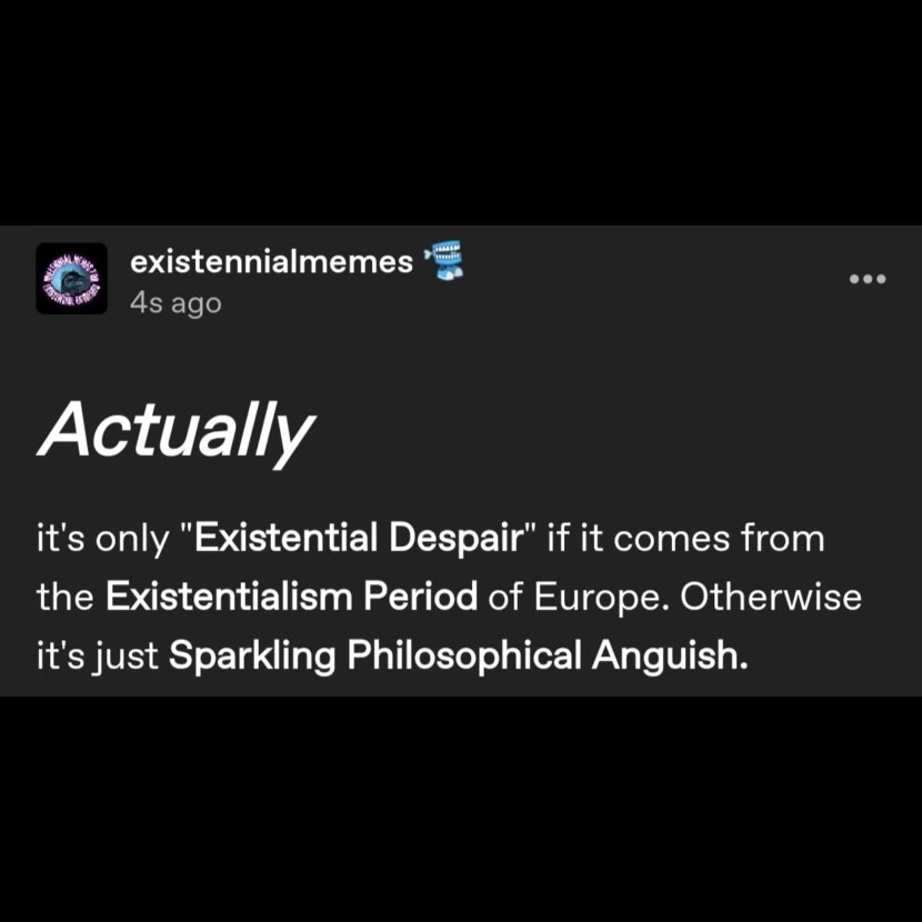 When you try to sound smart but just end up with 'Sparkling Philosophical Anguish'