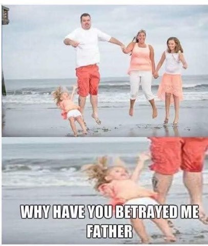 When the family photo doesn't go as planned and your dad yeets you instead of posing