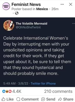 This is how we're celebrating International Women's Day? lol