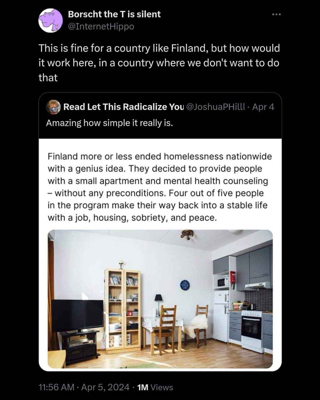 When you see a simple solution to homelessness but know it won't fly here lol