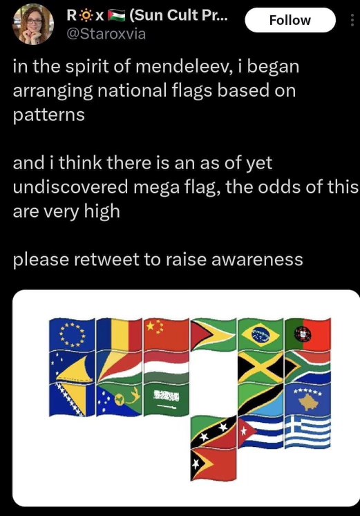 When you use Mendeleev's periodic table but for flags because your brain works differently
