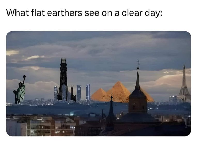 Flat earthers seeing ancient wonders and Mordor on a 'clear day'