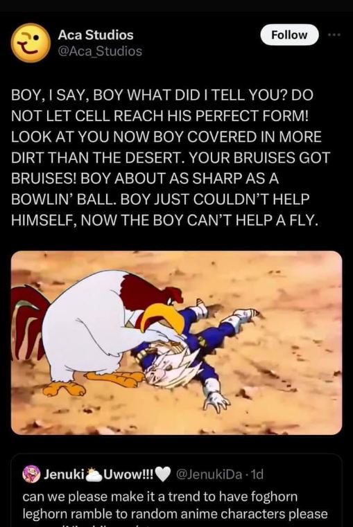 When you get absolutely destroyed by some farm fowl but you gotta ask your dad what happened