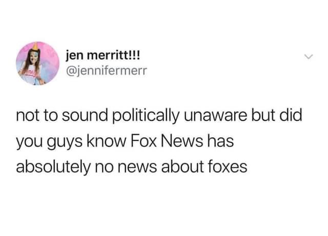 Someone just realized Fox News doesn't actually report on foxes and it's kinda hilarious.
