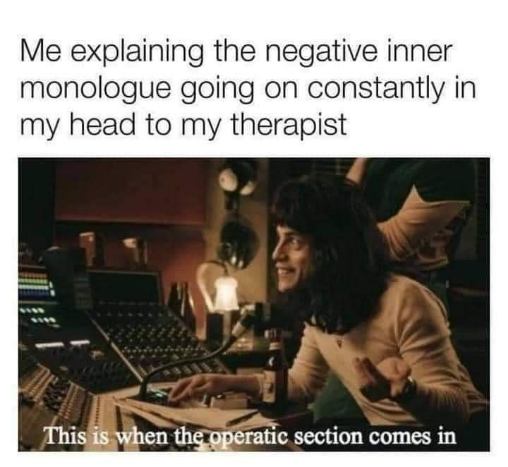 When you try to explain your brain's internal chaos to your therapist and it gets weirdly dramatic