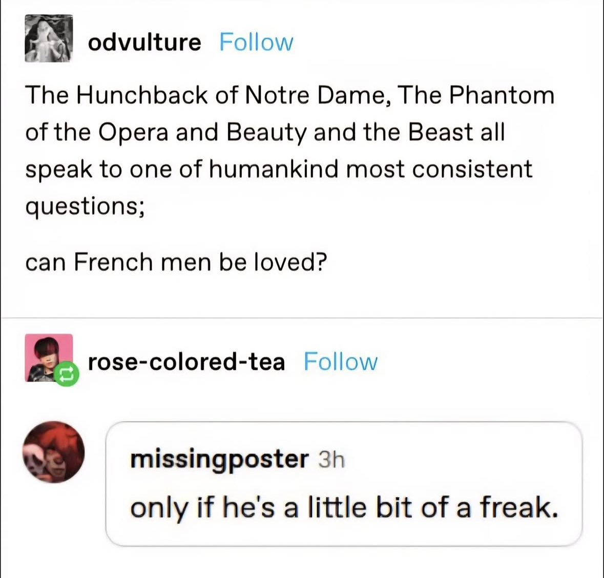 So, like, can French guys be loved? Apparently only if they're a little bit of a freak. lol