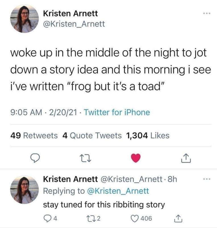 When you wake up with a story idea at 3am and it just ends up being "frog but it's a toad"