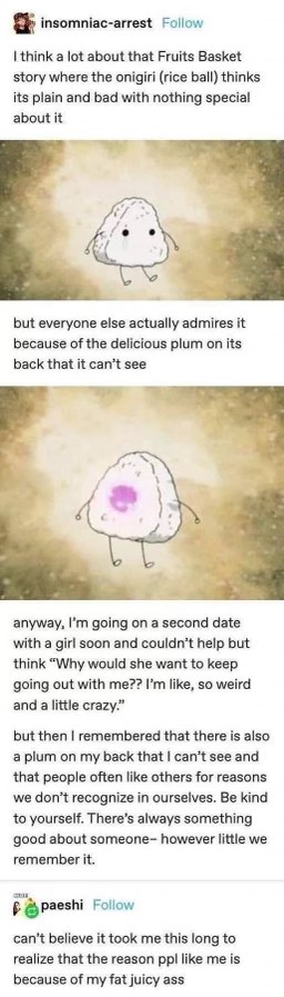 Who knew a little rice ball could teach us so much about self-acceptance and dating?