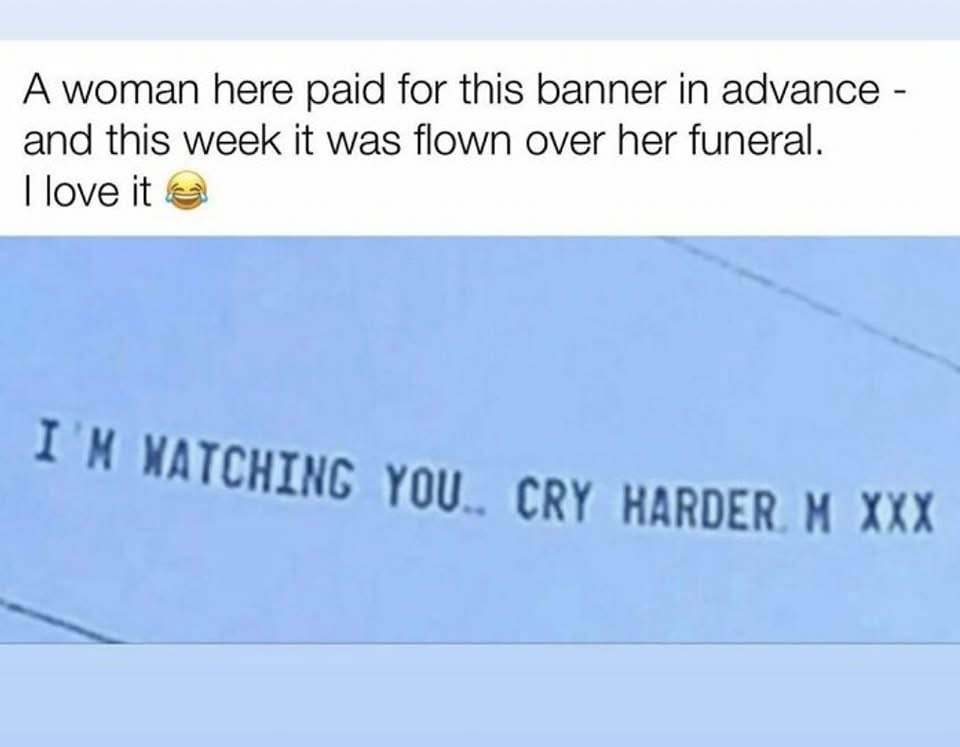 This is the ultimate "I told you so" from beyond the grave. She really planned this funeral for maximum drama.