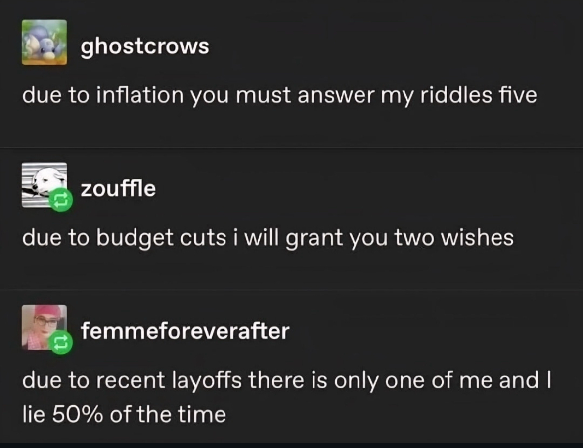 Genie grants but make it ✨economic crisis✨
