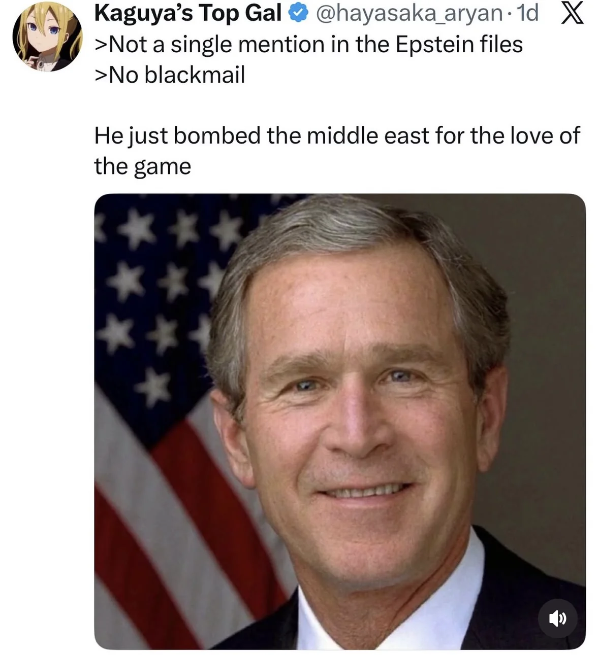 When you realize bombing the Middle East was just a game for him