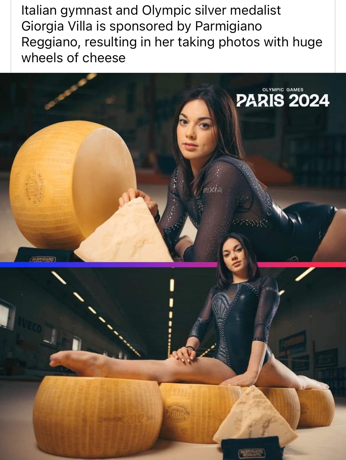 She's really committed to the bit, but like, is this considered gymnastics or competitive cheese stacking?