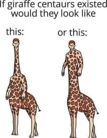 The real debate of our generation is whether giraffe centaurs have long necks or long bodies