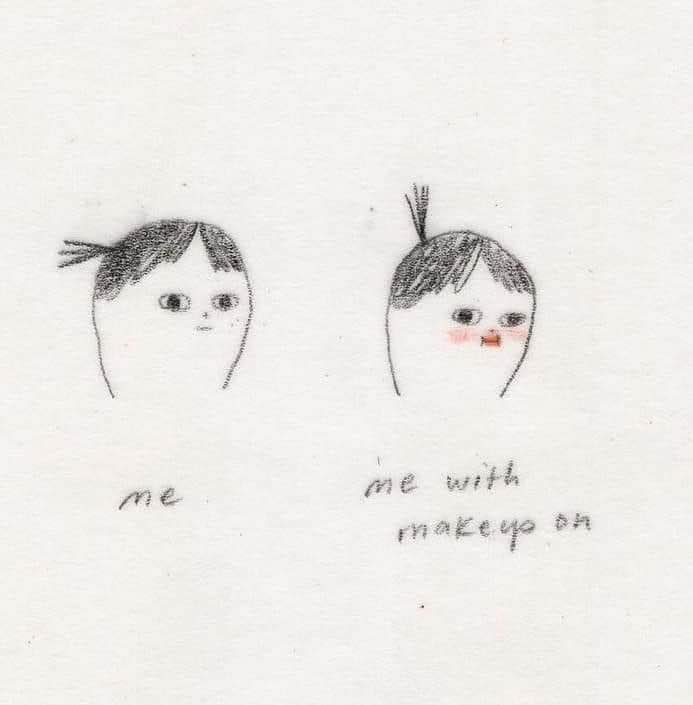 Me before and after putting on makeup lol