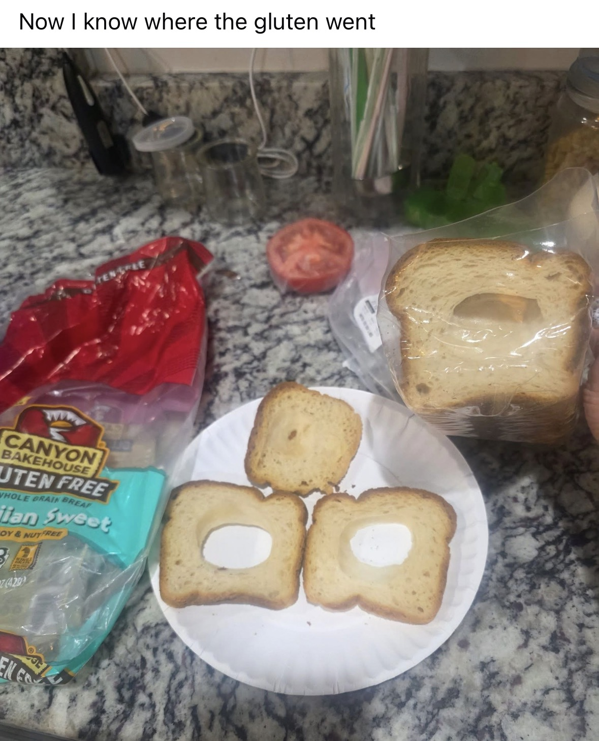 Who's got my gluten? Oh, it's the bread.