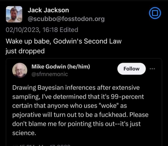 Apparently Godwin's Law has a sequel and it's specifically about people who hate 'wokeness'