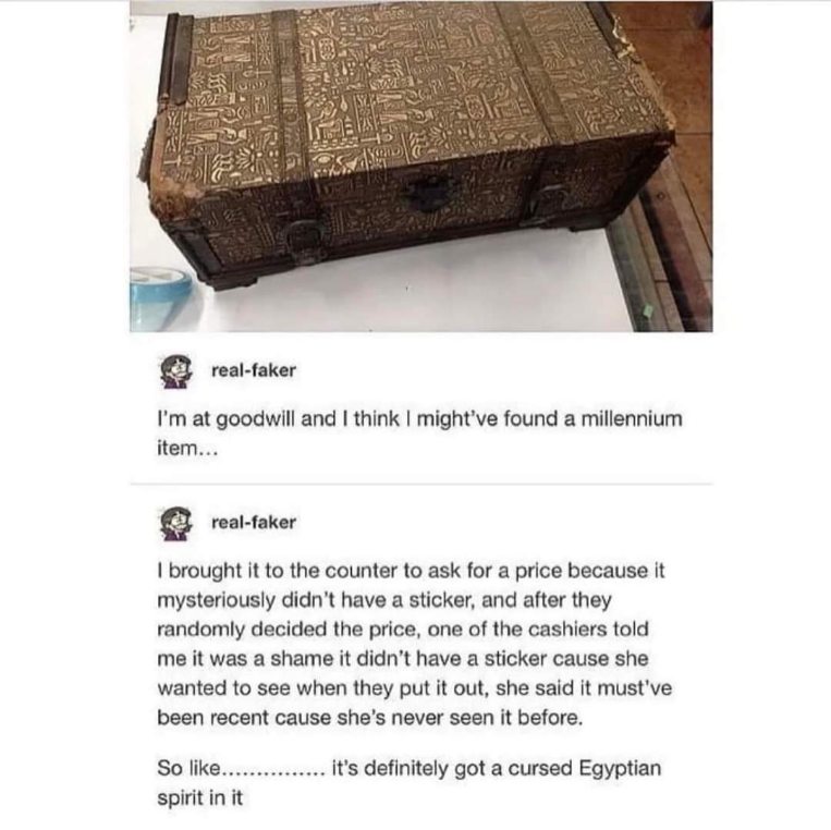 When you find a haunted chest at Goodwill and the cashier has never seen it before