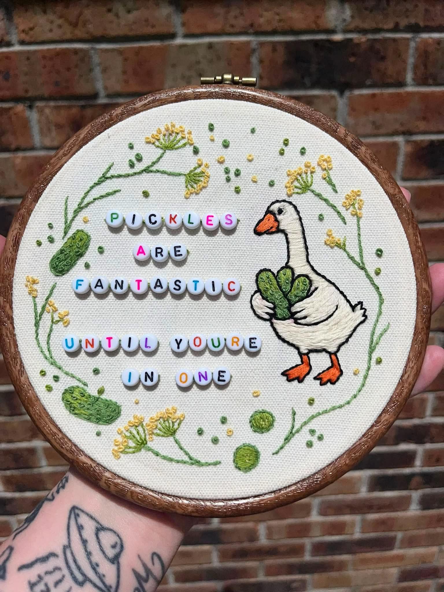 This goose really said 'pickles are fantastic until you're in one'