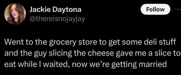 When a free sample of cheese leads to marriage lol