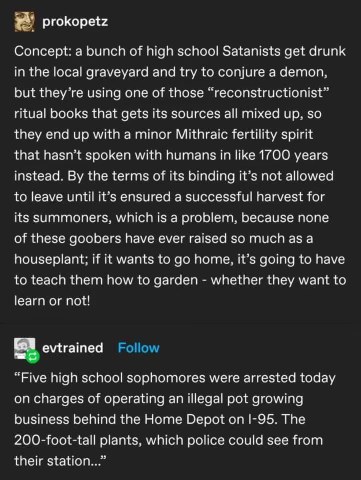 When your cult initiation goes way off the rails and you end up with a ghost who just wants to garden.