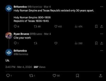 Britannica accidentally proved the Texas Republic was basically the Holy Roman Empire's sequel.