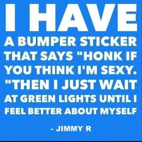 When you need a confidence boost and your bumper sticker is your wingman